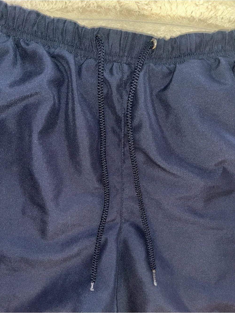 Mountain Lake Navy Athletic Shorts with Light Blue Stripe